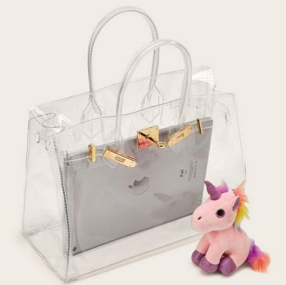 CLEAR TOP HANDLE SATCHEL HANDBAGZ - Picture 2 of 5